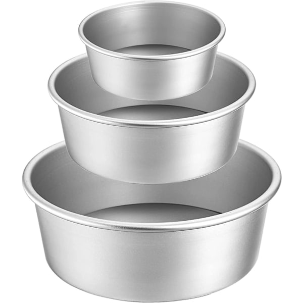Sæt med runde aluminiumsforme til kage i 4, 6 og 8 tommer med aftagelig bund til bagning af kager til bryllupper og fødselsdage