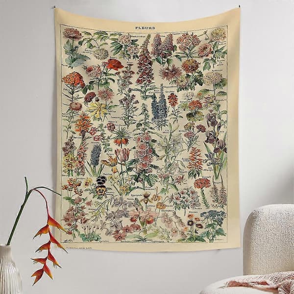 Gobeläng Växter Blommor Gobeläng Väggbonad Botanisk Väggkonst Boho Inredning, 150x130cm