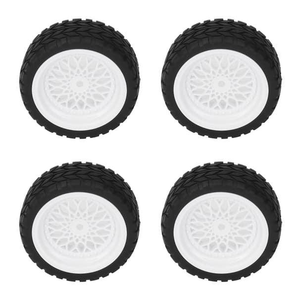 4 st RC-hjul Däck Gummidäck Plasthjul Fälg Bättre Grepp Stabil 1/10 Gummihjul Däck för 1/10 RC Racingbil Vit