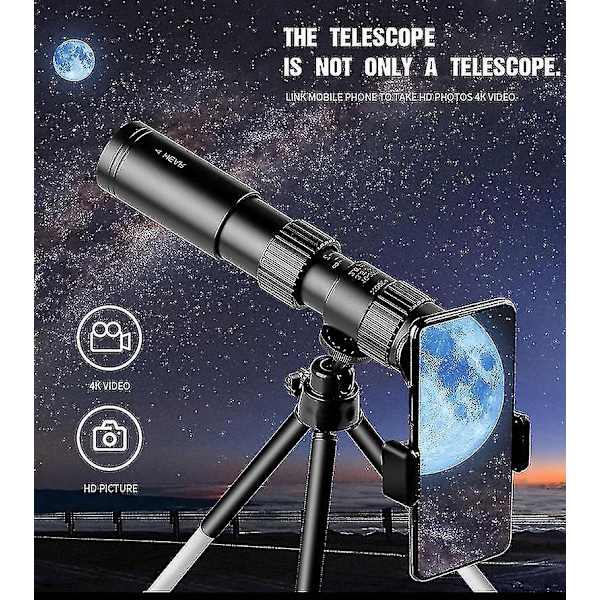 Super Zoom Monokulært Teleskop til 4K Video & Nattesyn - Kompakt Design