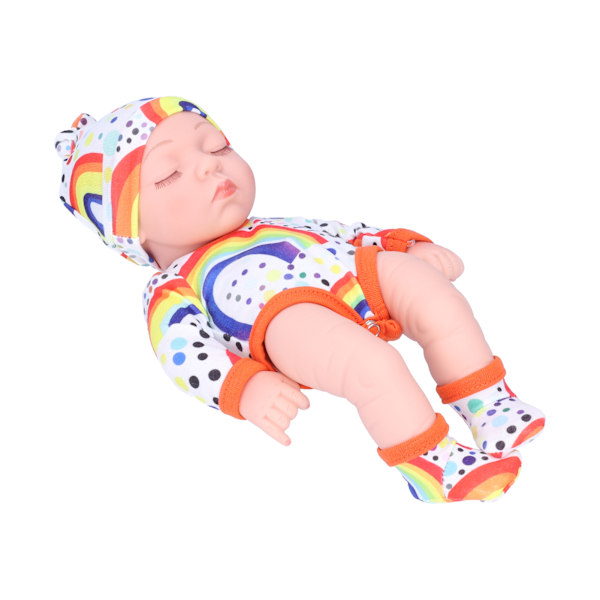 Simulerad vinyl söt docka Reborn babydocka barn födelsedagspresent med färgglada kläder 25cmQ10‑025