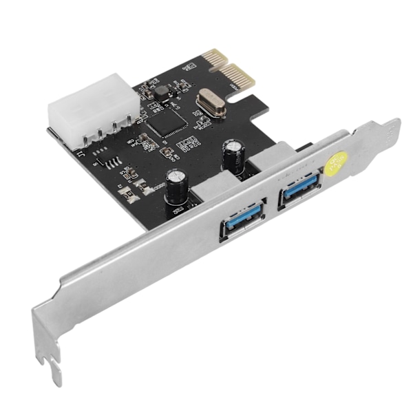 PCIe till USB3.0 expansionskort 5 Gbps 2 portar 4-stifts strömanslutning Plug and Play PCIe-styrkort för Win stationär dator