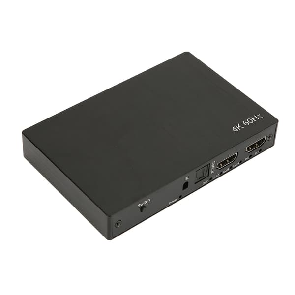 4K HD Multimedia Interface Switch Splitter 2 in 4 ut med fjärrkontroll 4x2 Matrix Splitter Switcher med SPDIF och 3,5 mm ljud EU-kontakt