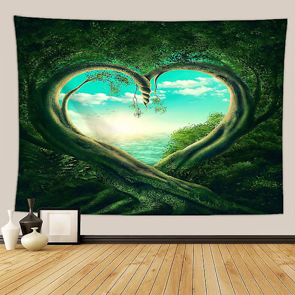 150X100cm Gobeläng Natur Skogslandskap Grön Väggbonad Träd Psykedelisk Djungel Väggkonst Dekorationer