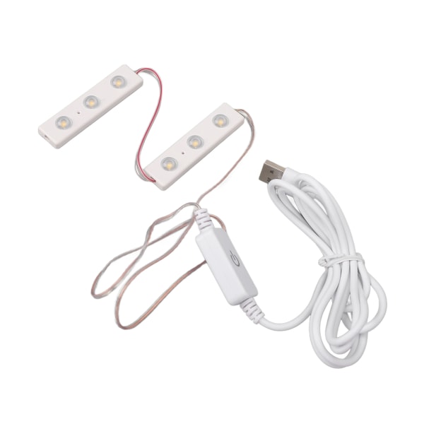 LED sminkespeil lys Justerbar lysstyrke USB plugg inn DIY speilstrip lyspære 2 strenger (6 stk lysbrikker)