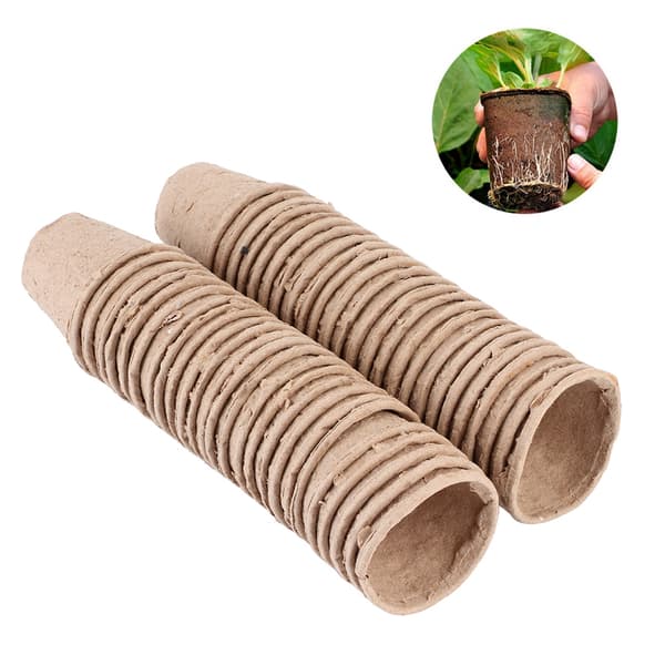 50 stk 6x6CM runde nedbrytbare papirmasse torvpotter planteskolekopp for hagearbeid