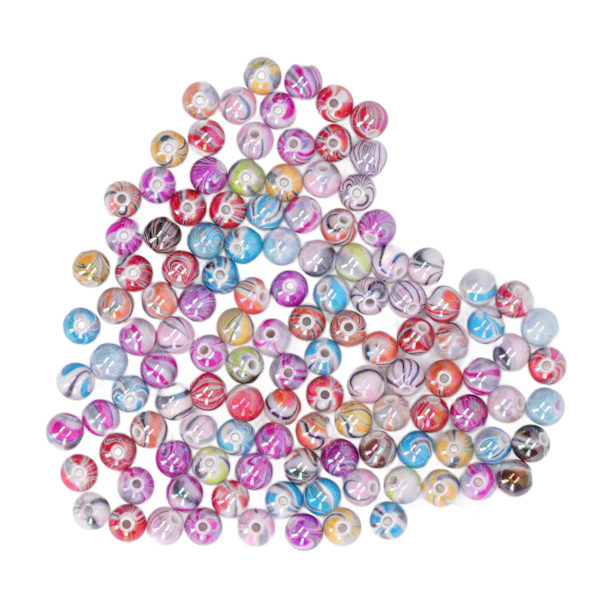 300 stk. Akrylperler 8mm Flerfarvet Smykkefremstilling DIY Runde Perler Tilbehør Til Armbånd Halskæde