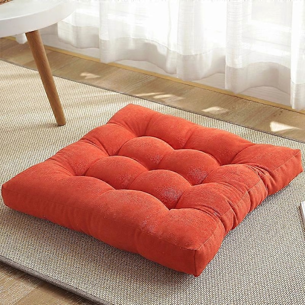 Gulvpute, firkantet meditasjonspute for sitting på gulv, solid tykk tuftet sittepute, meditasjonspute for yoga, stue, sofa, balkong, utendørs