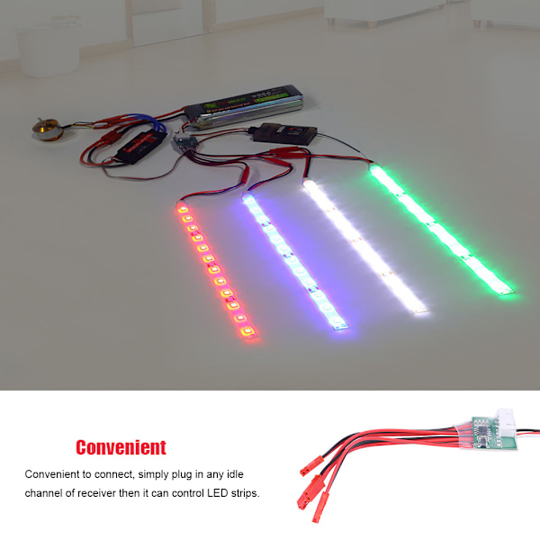 LED-lysstripekontroller for RC-modellfly, Quadcopter, nattflyging (6S)