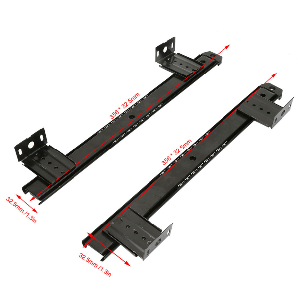 2 stk fortykket koldvalset stål computerbord tastatur glideskinnebeslag (sort)