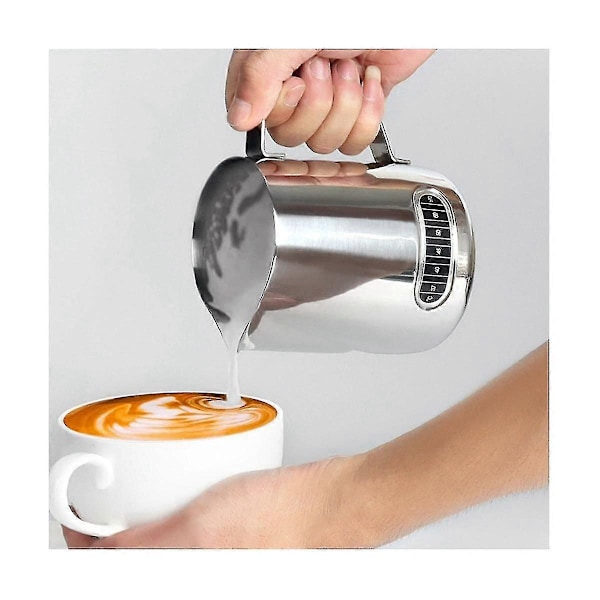 Mjölkskumningskanna i rostfritt stål för latte art, kaffekanna med spetsig pip