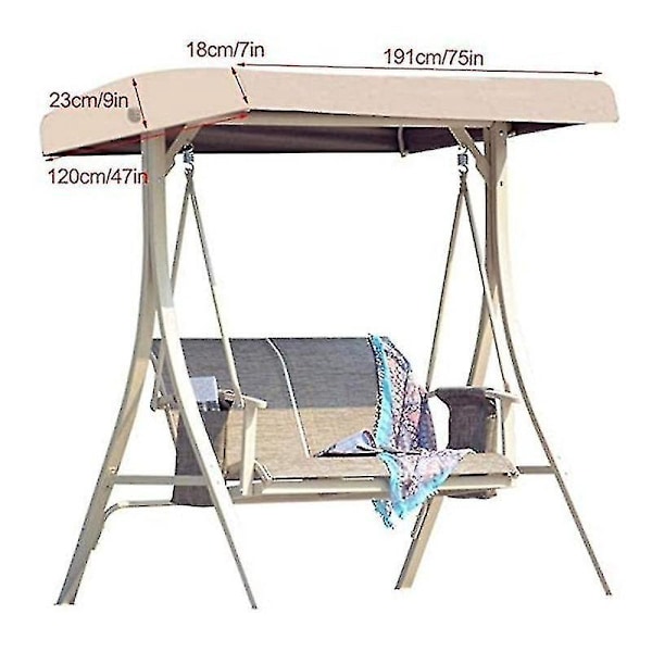 Takträdgårdssvingbänk för 2-3 personer, 191 x 120 cm, Grå