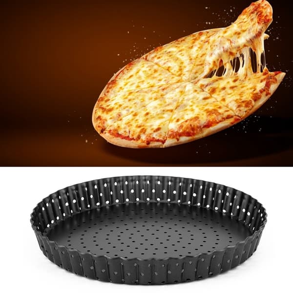 Hushåll Tjock Non-Stick Kolstål Pizzamögel Bakplåt Köksbakverktyg (M (8in))