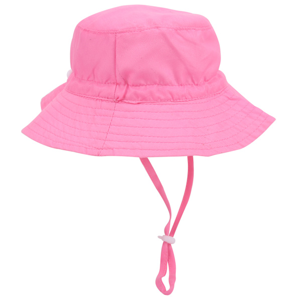 Barnas solhatt med justerbar vindtett stropp trykt strandlue solhatt for barn rosa M (50-54)