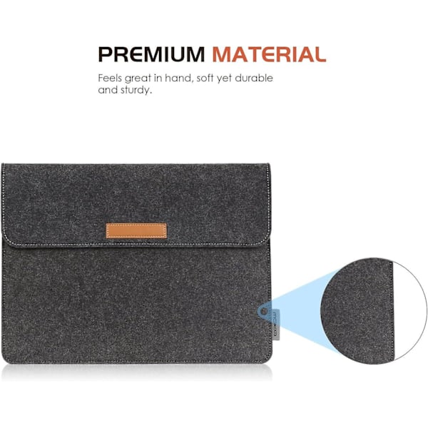 13,5\" Laptop Sleeve til Surface Laptop 3 13,5\" / 2/1 / Surface Book 3 13,5\" / Surface Book 2 13,5\" Ultrabook Taske med Lille Filtlomme og