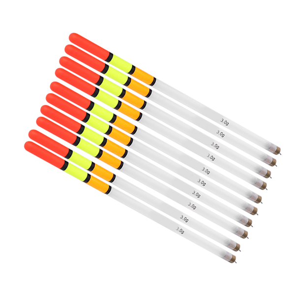 10 stk holdbare fiskeflåter Bobber Stick Tube Multi Purpose Fish Feed Baits Tilbehør Kit (3.0 hvit)