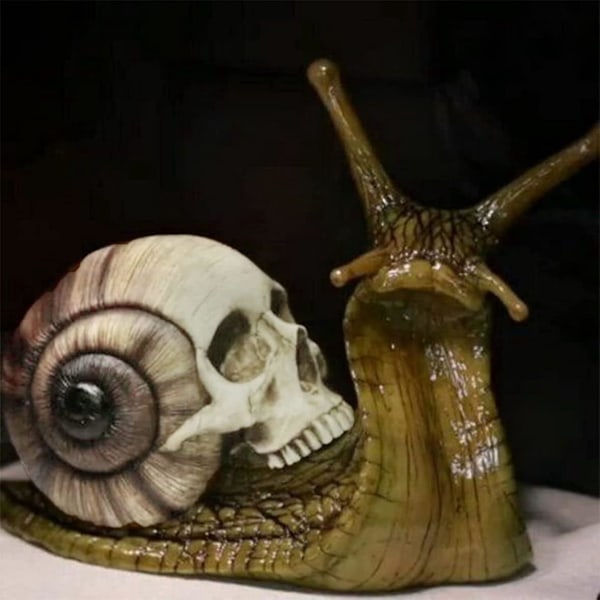 Snegle Statuer, 11.5cm Snegle Kranie Skulptur, Have Landskab Dekorativ Figur, Kranie Håndværk Ornamenter til Boligindretning