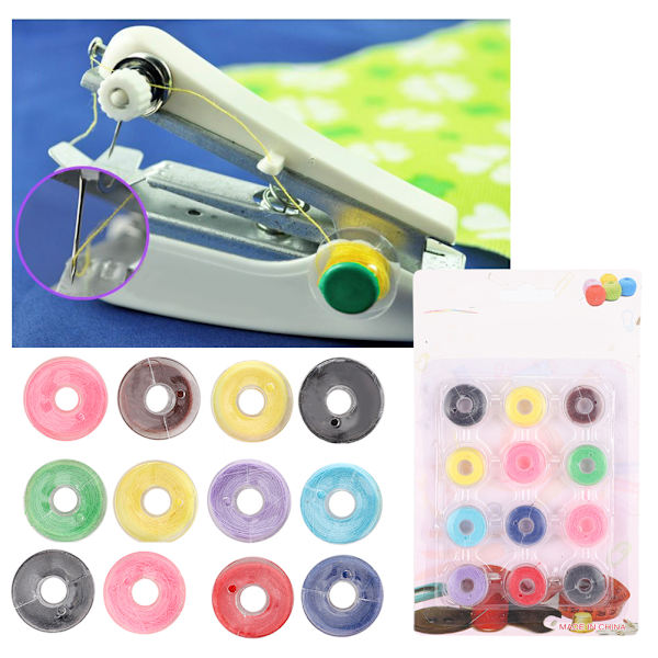 12 st symaskinstillbehör Spolar med tråd Bobbin Shuttle Core Hantverk Transparent