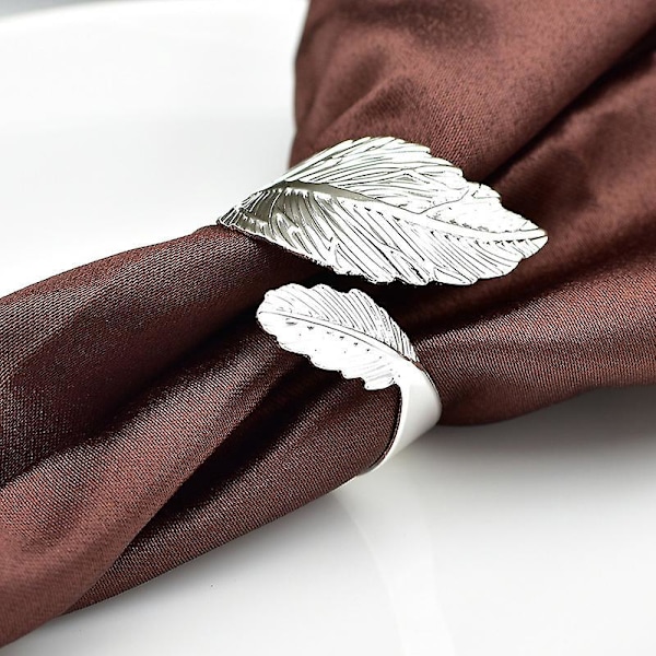 Metallblad Serviettringer Sett med 12 Sølv Serviettholdere Perfekt for Bryllup, Fester og Festivaler