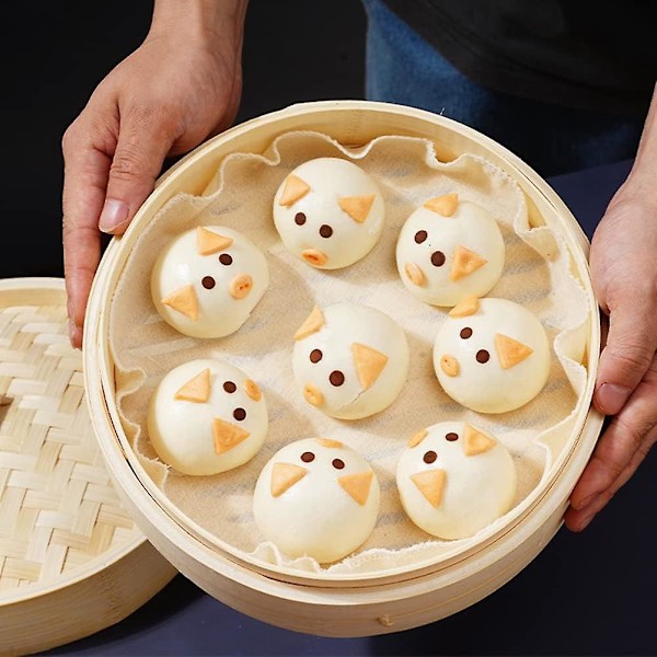 10 Stycken Återanvändbara Bambu Ångkokningsmattor, Ångmatta, Non-Stick Bambu, Dumpling Ångkokningsmatta, för Ångkorgar, Ångkokare, Dim Sum, 28cm Vit