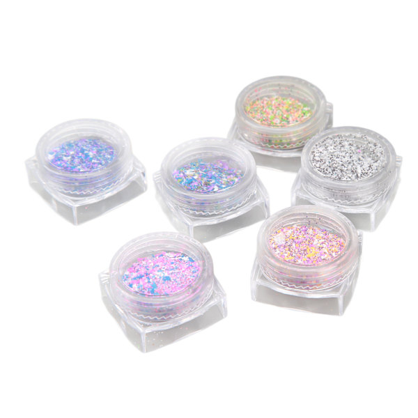 6 Box Shining Sugar Effect Glitter Gör-det-själv hantverk Elegant Nageldamm Sandpulver Nail art