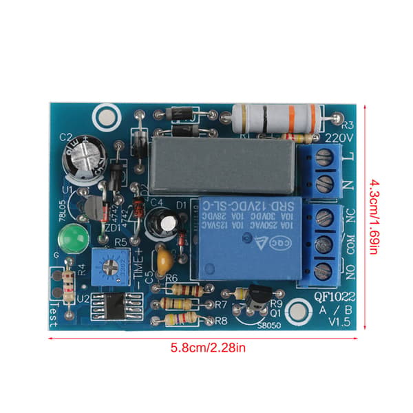 220VAC Justerbar Timer Forsinkelse Sluk Relæ Modul Belastning (0~10 timer)