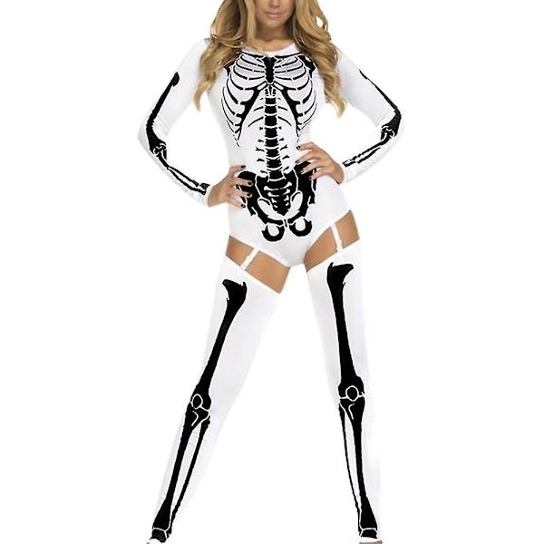 Purim Karneval Skelet Print Jumpsuit Kvinders Sexy Catsuit - 5 Farver