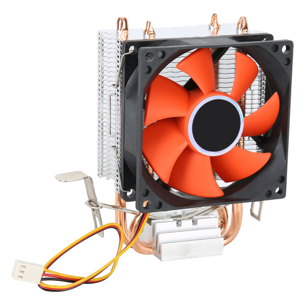 Mini PC CPU Cooler Enkel Silent Fan 2 Kobberrør Datamaskinveske Kjøler Rød
