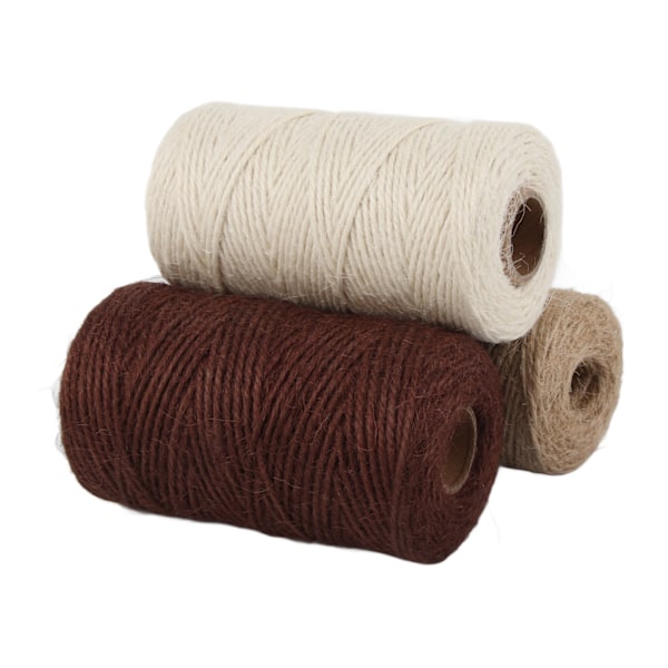 3 st Jute Rep Vit Brun Khaki Flätad Rep DIY Förpackning Tjock Tråd Tillbehör 2mm