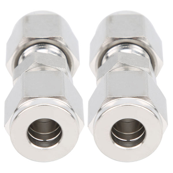2 stk. 316 rustfrit stål kompressionsfitting lige dobbeltferrule røradapter (Ф8)