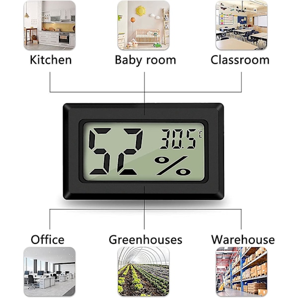 Bärbar Mini Digital LCD Termometer Hygrometer -50~70°C 10%~99% RH för Kontor och Kök