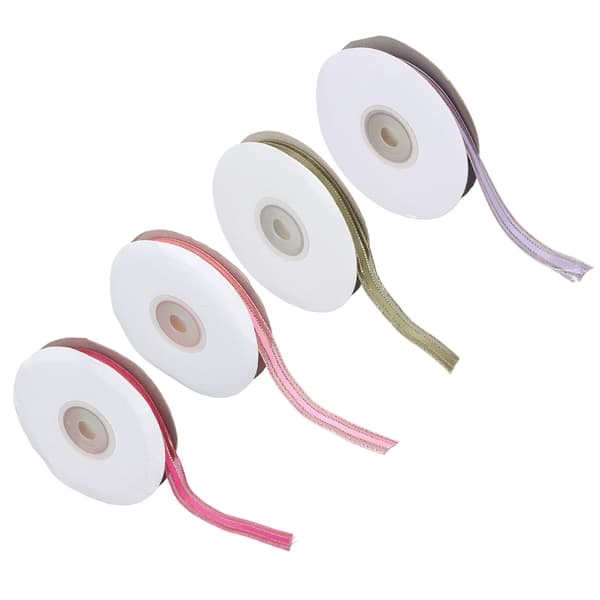4 st skira chiffongband i polyester, färgfasta bröllopssatinband för presentaskar 9 mm