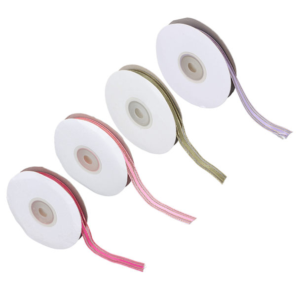 4 st transparenta chiffongband i polyester som inte bleknar, satinband för presentaskar, 9 mm