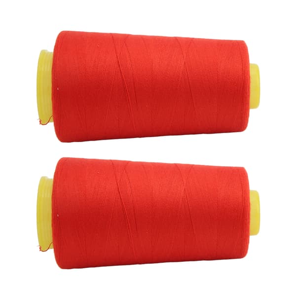 2 STK Sergertråd Høy Styrke Solid Slitesterk Polyester Rød Sytråd for Daglig Quilting Skjøting