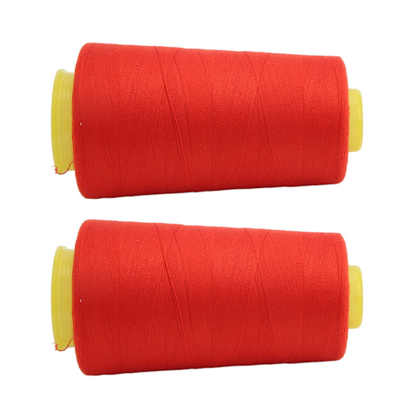 2PCS Sergertråd Hög hållfasthet Robust Hållbar Polyester Röd Sytråd för Daglig Quilting Splejsning