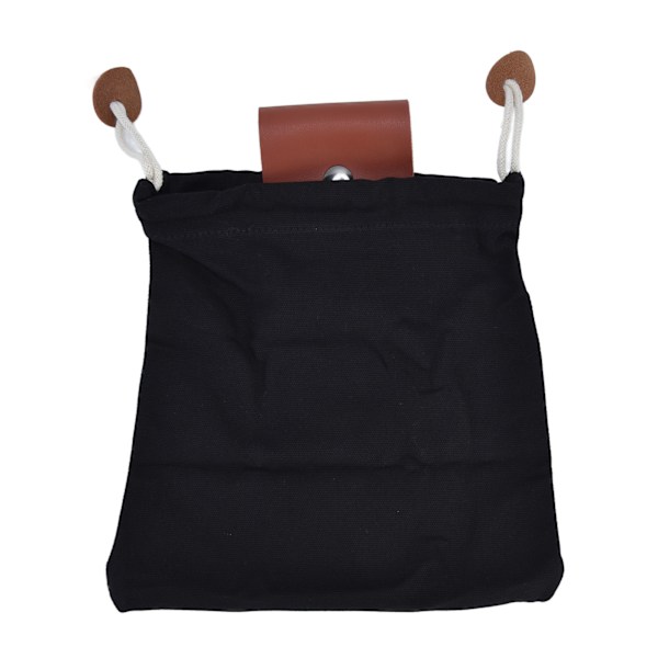 Foraging Pouch PU Leather Canvas Fruit Picking Storage Bag Waist Hanging Tool Bag for Outdoor CampingBlack