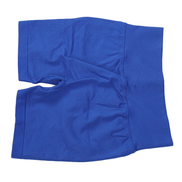 Kvinnors höga midja höftlyft yogashorts mjuka elastiska gym löpning midja åtdragande träningshorts blå L