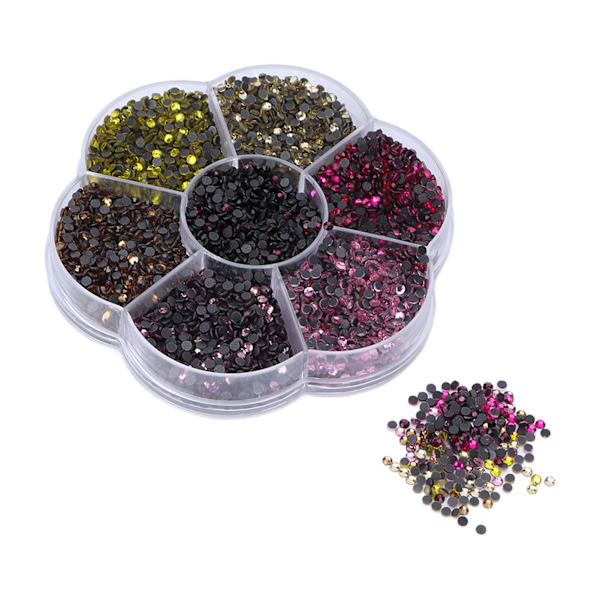 10080 st Flat Back Rhinestones, Bländande Färgglada DIY Robusta Regnbågsfärgade Rhinestones Runda Pärlor för Manikyr MakeupS607-2