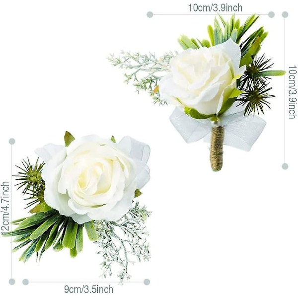 2 hvite primula rose boutonnieres - perfekt for bryllup, banketter og jubileer