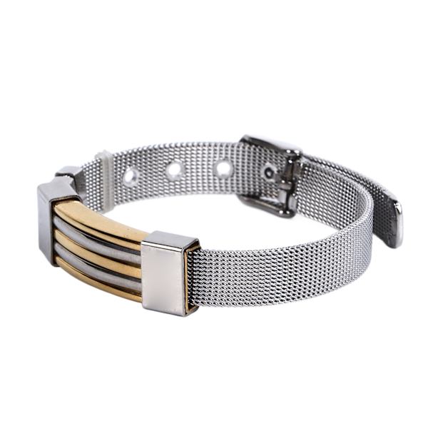 Herr Stål Mesh Spänne Armband Rostfritt Stål Justerbar Randigt Armband Mode Smycken Vertikal Randig