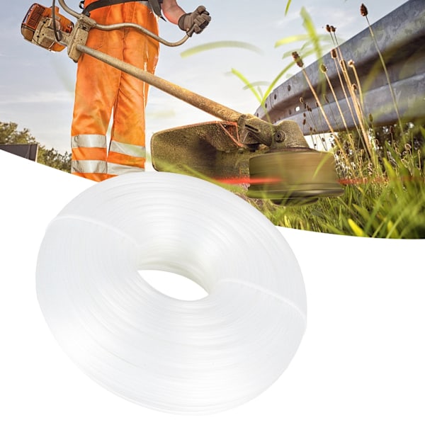 2,4 mm x 90 m pyöreä valkoinen nailonleikkuulanka, naru, puutarhanurmikonleikkurin lisävaruste
