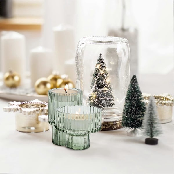 Ljusstakar Set om 3, Glas Votiv Tealight-hållare för Avsmalnande/Pelar-/Tealight-ljus, Ljusstakar för Bordsdekoration, Bröllop, Födelsedag
