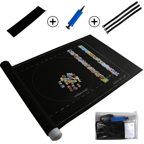 Bärbar pusselmatta Jigsaw Roll Filtmatta Spelmatta Pusselfilt för upp till 1500 bitar pussel Reseförvaringsväska