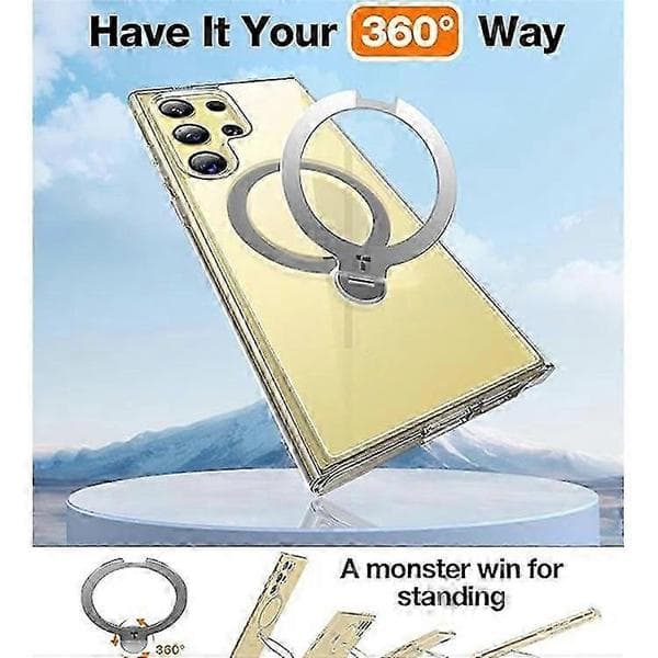 TORRAS Compatible Case for Samsung Galaxy S24 Ultra Compatible with MagSafe Rotating Stand PC+TPU Phone Case