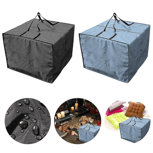 Vedenpitävä musta ulkohuonekalujen tyynysäilytyslaukku suojaavaan ja kantokäyttöön