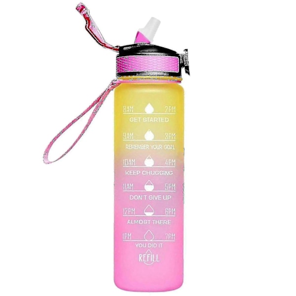 1000ml Utomhus Frostat Vattenflaska med Tidsmarkering - Gratis Motiverande Sportflaska Stil 2