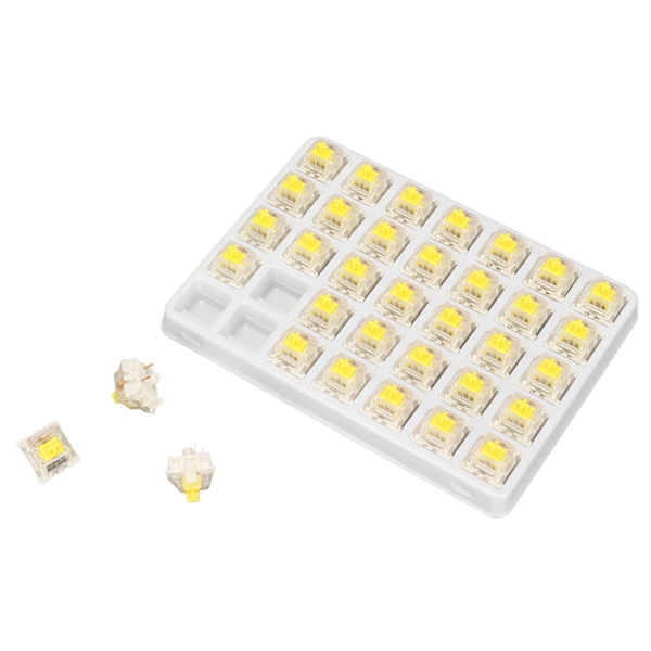 35 st G Yellow Pro-brytare för tangentbord, förlubrifierade, 3-stift, RGB SMD, linjära enkelspiralfjäderbrytare för mekaniskt tangentbord