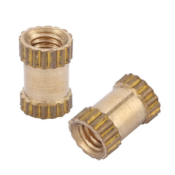 M2.5 messingcylinder riflet rund støbt i indsatsindlejrede møtrikker (M2.5*6*3.5; 50 stk)