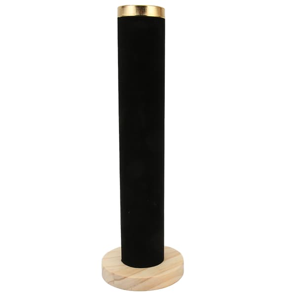 Sammet Vertikalt Torn Svart Display Armband Smycken Klocka T Bar Hållare för Hårband Sovrum