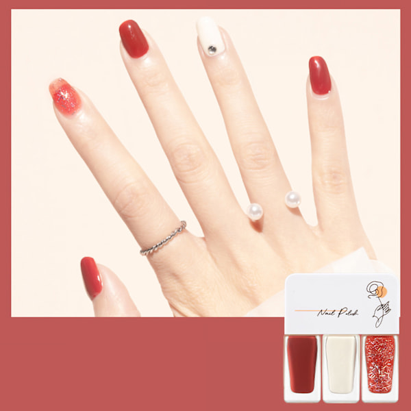 3-pack nagellackset på vattenbasis för kvinnor, lätt att ta bort, snabbtorkande nagellack för dejting, halloweenfest T03